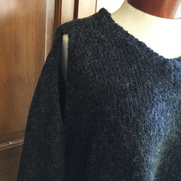Cheap Monday Wool Blend Oversized Chunky Sweater With Cutouts Charcoal Grey - Picture 3 of 5